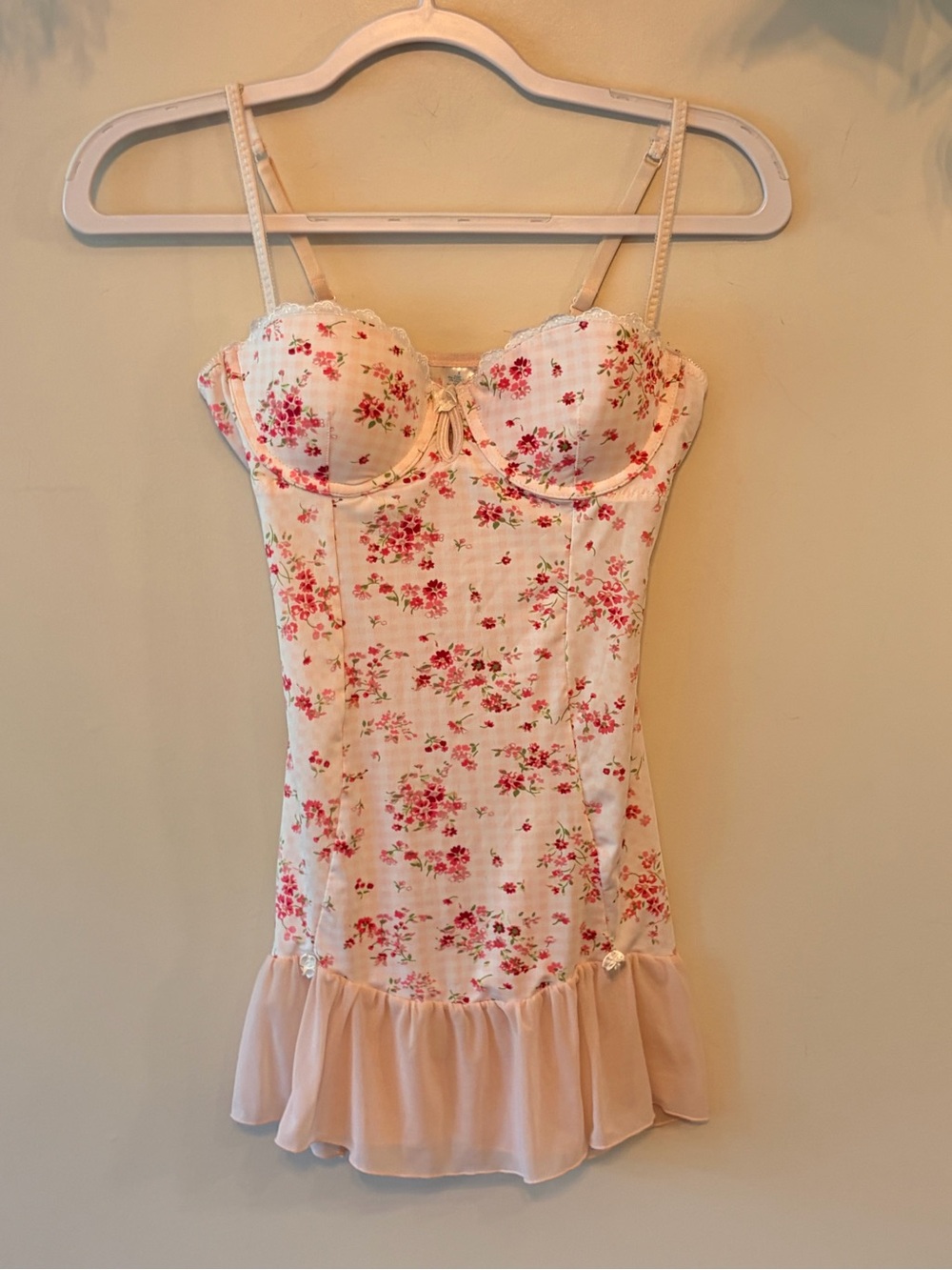 Vintage Style Floral Corset Chemise Pink Lace Bustier Coquette Balletcore Y2K - Picture 2 of 8